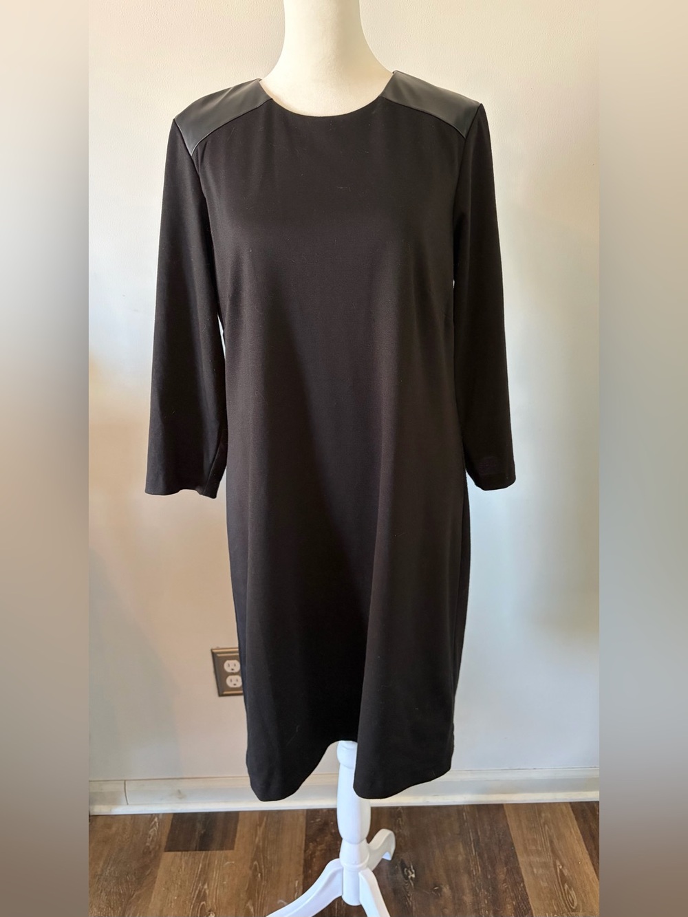 dressbarn Women's Black Faux Leather Dress